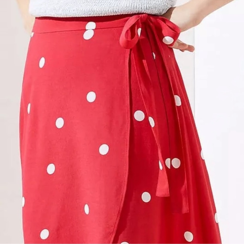 NWT Loft Pink Polka Dot wrap Skirt 10P - Picture 3 of 10